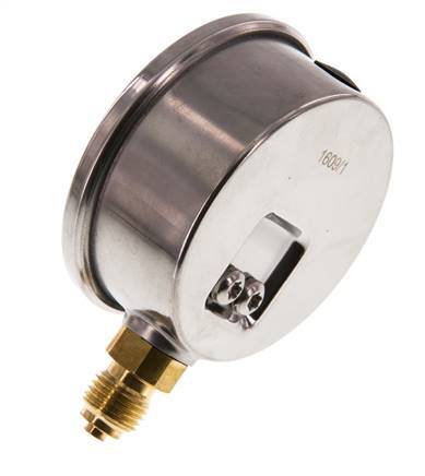 0..6 Bar (0..87 psi) Manómetro de glicerina Abajo Acero inoxidable/Latón 63 mm Clase 1.6