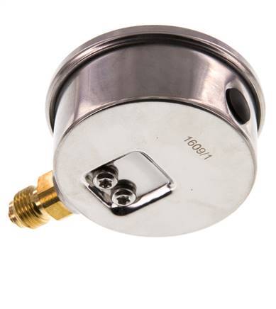 0..6 Bar (0..87 psi) Manómetro de glicerina Abajo Acero inoxidable/Latón 63 mm Clase 1.6