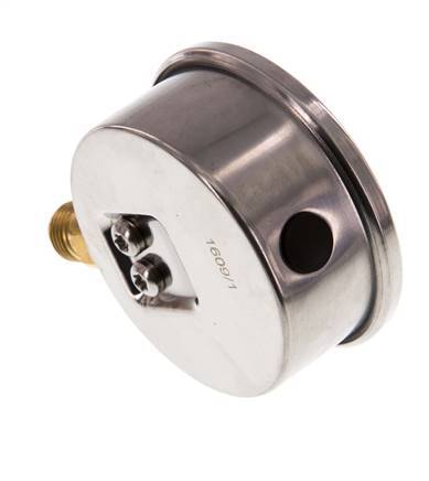 0..6 Bar (0..87 psi) Manómetro de glicerina Abajo Acero inoxidable/Latón 63 mm Clase 1.6