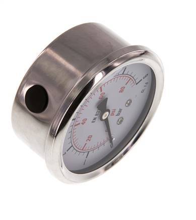 0..6 Bar (0..87 psi) Manómetro de glicerina Abajo Acero inoxidable/Latón 63 mm Clase 1.6