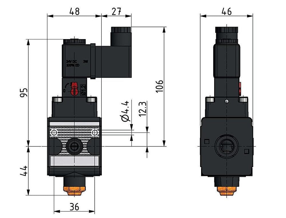 Válvula 3/2 G3/8 24VDC 900 l/min Multifix 1