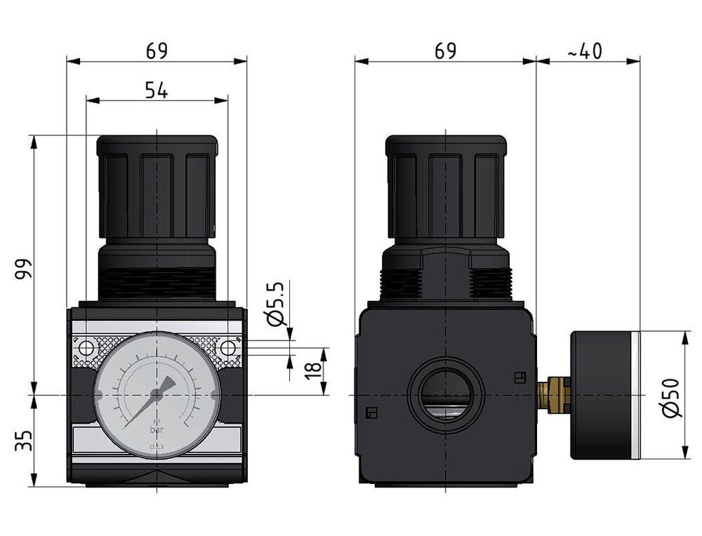 Pressure Regulator G3/4'' 8700 l/min 0.5-16.0bar/7-232psi Zinc Die-Cast Cylinder Lock Multifix 2