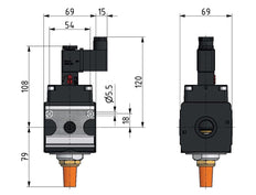 Válvula 3/2 G1/2 24VDC 4000 l/min Multifix 2