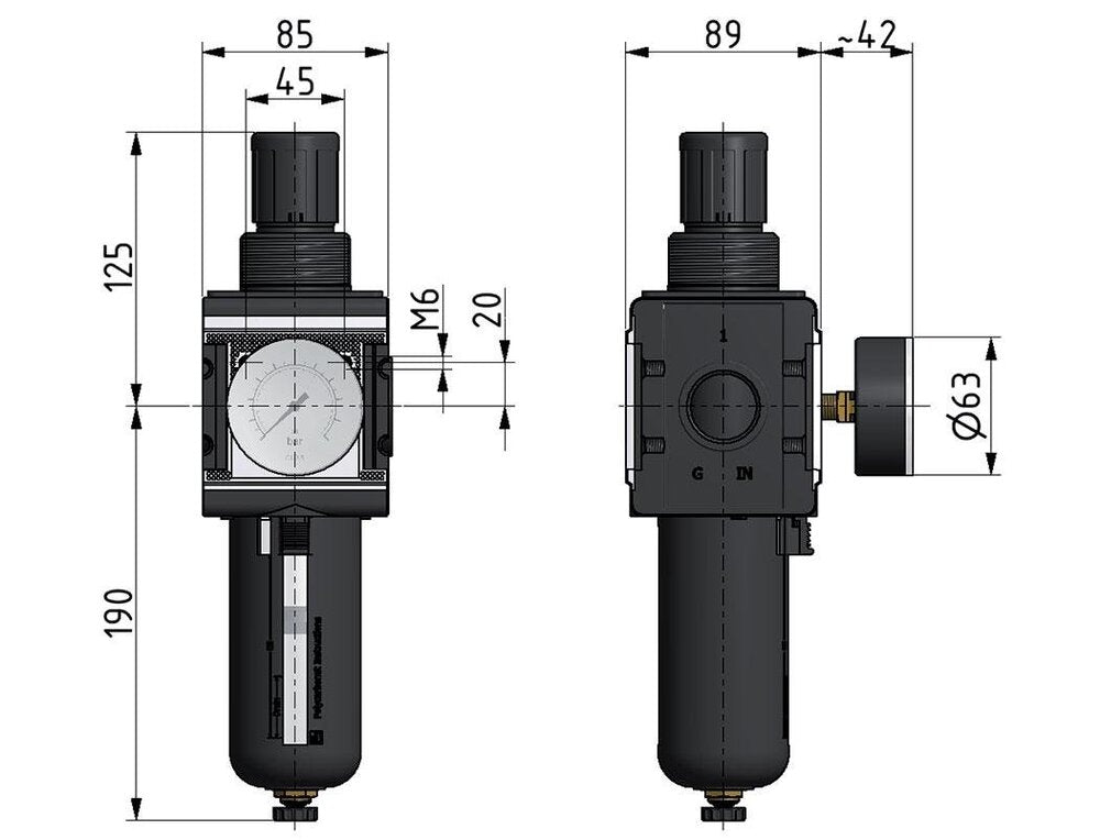 Filtro-regulador G1'' 12000l/min 0.1-3.0bar/1-44psi Semi-Auto Metal Multifix 4
