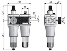 FRL G1'' 13500l/min 0,2-16,0bar/3-232psi Multifix 5