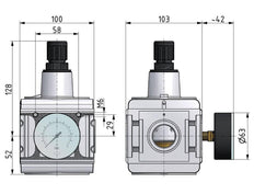 Regulador de presión G1'' 17500l/min 0.5-16.0bar/7-232psi Aluminium Multifix 5