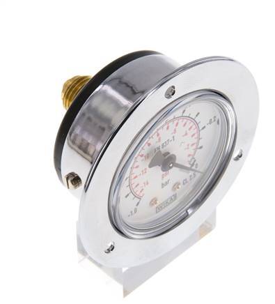 -1..0 Bar (-15..0 psi) Panel Mount Pressure Gauge Steel/Brass 50 mm Class 2.5 (Front Panel)