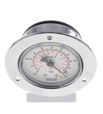 -1..0 Bar (-15..0 psi) Panel Mount Pressure Gauge Steel/Brass 50 mm Class 2.5 (Front Panel)