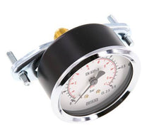 0..0.6 Bar (0..9 psi) Panel Mount Pressure Gauge Steel/Brass 63 mm Class 2.5 (Bracket)