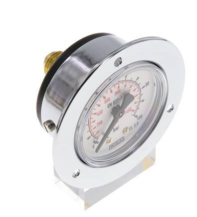 0..100 Bar (0..1450 psi) Panel Mount Pressure Gauge Steel/Brass 50 mm Class 2.5 (Front Panel)