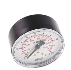 0..100 Bar (0..1450 psi) Pressure Gauge Rear Plastic/Brass 63 mm Class 2.5