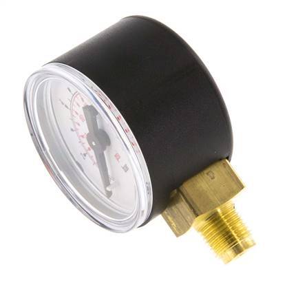 0..10 Bar (0..145 psi) Manómetro por debajo de plástico / latón 40 mm Clase 2.5
