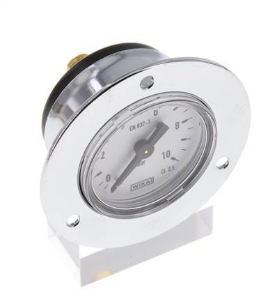 0..10 Bar (0..145 psi) Panel Mount Pressure Gauge Steel/Brass 40 mm Class 2.5 (Front Panel)