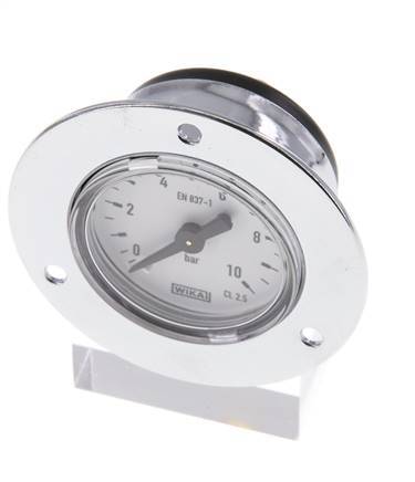 0..10 Bar (0..145 psi) Panel Mount Pressure Gauge Steel/Brass 40 mm Class 2.5 (Front Panel)