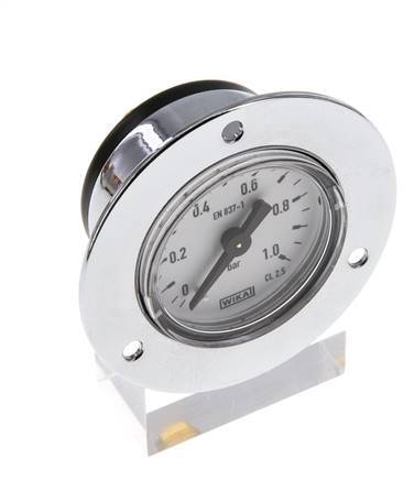 0..1 Bar (0..15 psi) Panel Mount Pressure Gauge Steel/Brass 40 mm Class 2.5 (Front Panel)