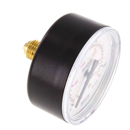 0..160 Bar (0..2321 psi) Pressure Gauge Rear Plastic/Brass 63 mm Class 2.5