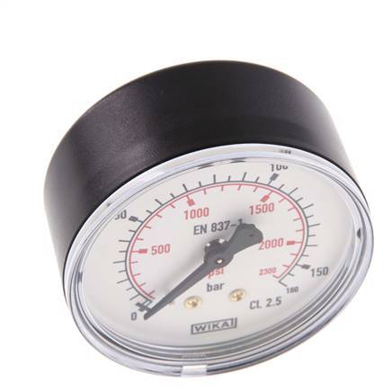 0..160 Bar (0..2321 psi) Pressure Gauge Rear Plastic/Brass 63 mm Class 2.5