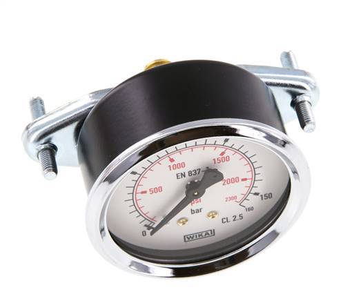 0..160 Bar (0..2321 psi) Panel Mount Pressure Gauge Steel/Brass 63 mm Class 2.5 (Bracket)