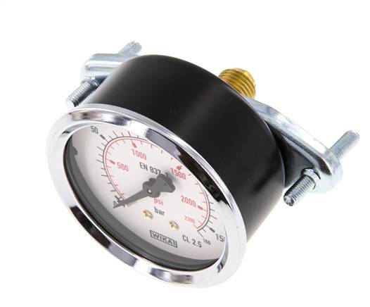 0..160 Bar (0..2321 psi) Panel Mount Pressure Gauge Steel/Brass 63 mm Class 2.5 (Bracket)