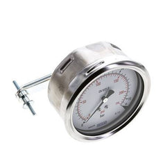 0..16 Bar (0..232 psi) Panel Mount Pressure Gauge Steel/Brass 100 mm Class 1.0 (Bracket)