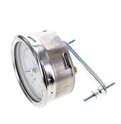 0..16 Bar (0..232 psi) Panel Mount Pressure Gauge Steel/Brass 100 mm Class 1.0 (Bracket)