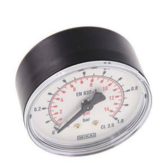 0..1 Bar (0..15 psi) Pressure Gauge Rear Plastic/Brass 63 mm Class 2.5