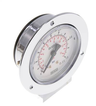 0..1 Bar (0..15 psi) Panel Mount Pressure Gauge Steel/Brass 63 mm Class 2.5 (Front Panel)
