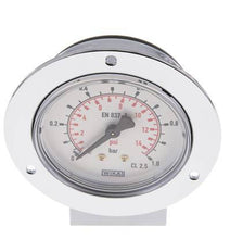 0..1 Bar (0..15 psi) Panel Mount Pressure Gauge Steel/Brass 63 mm Class 2.5 (Front Panel)