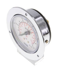 0..1 Bar (0..15 psi) Panel Mount Pressure Gauge Steel/Brass 63 mm Class 2.5 (Front Panel)