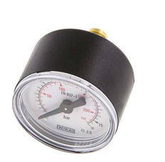 0..16 Bar (0..232 psi) Manómetro Plástico trasero / latón 40 mm Clase 2.5