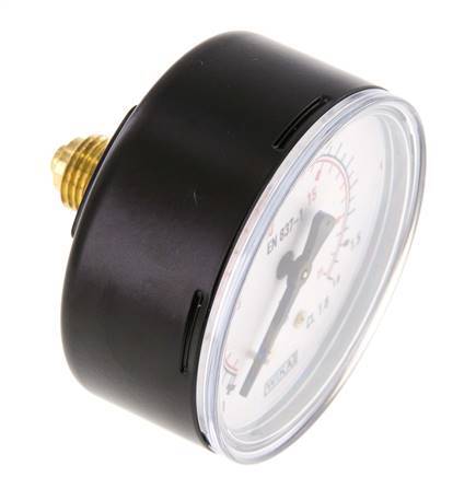 0..1.6 Bar (0..23 psi) Pressure Gauge Rear Steel/Brass 63 mm Class 1.6