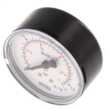 0..1.6 Bar (0..23 psi) Pressure Gauge Rear Steel/Brass 63 mm Class 1.6