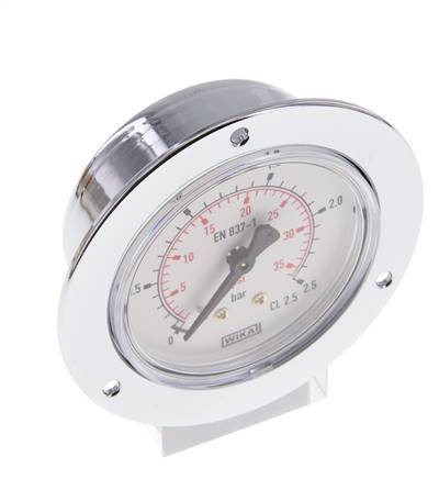 0..2.5 Bar (0..36 psi) Panel Mount Pressure Gauge Steel/Brass 63 mm Class 2.5 (Front Panel)