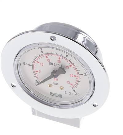 0..2.5 Bar (0..36 psi) Panel Mount Pressure Gauge Steel/Brass 63 mm Class 2.5 (Front Panel)