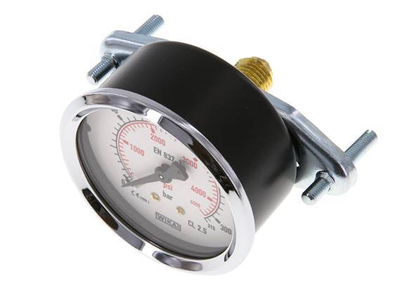 0..315 Bar (0..4569 psi) Panel Mount Pressure Gauge Steel/Brass 63 mm Class 2.5 (Bracket)