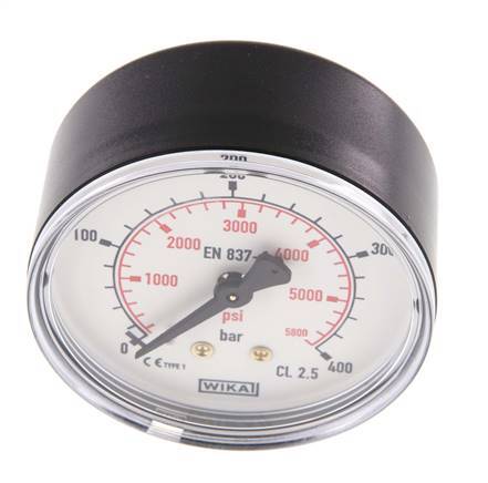 0..400 Bar (0..5802 psi) Pressure Gauge Rear Plastic/Brass 63 mm Class 2.5