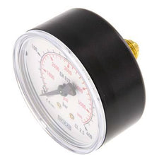 0..400 Bar (0..5802 psi) Pressure Gauge Rear Plastic/Brass 63 mm Class 2.5