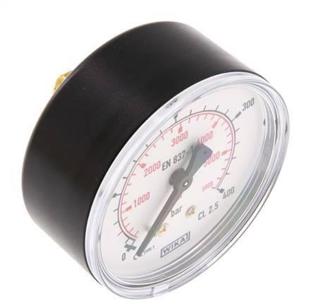 0..400 Bar (0..5802 psi) Pressure Gauge Rear Plastic/Brass 63 mm Class 2.5