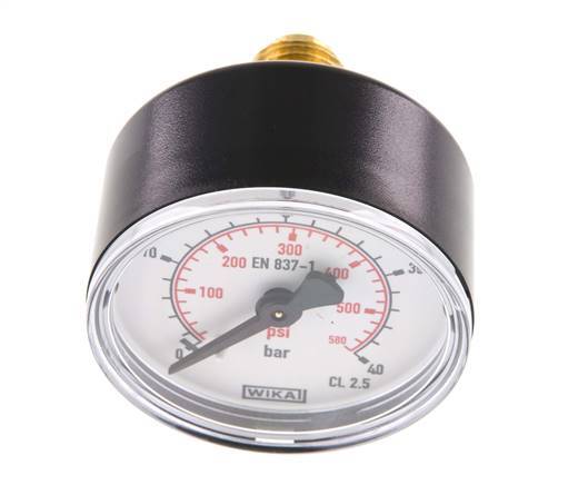 0..40 Bar (0..580 psi) Manómetro Plástico trasero / latón 50 mm Clase 2.5