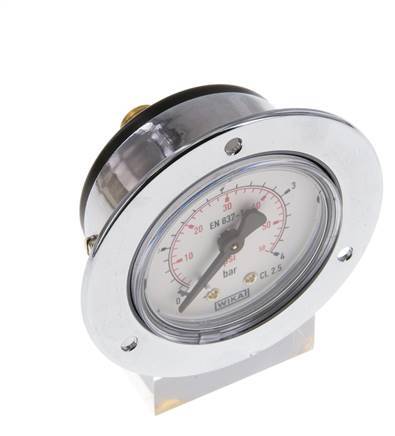 0..4 Bar (0..58 psi) Panel Mount Pressure Gauge Steel/Brass 50 mm Class 2.5 (Front Panel)