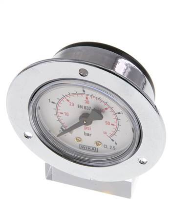 0..4 Bar (0..58 psi) Panel Mount Pressure Gauge Steel/Brass 50 mm Class 2.5 (Front Panel)