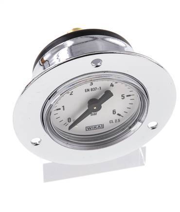 0..6 Bar (0..87 psi) Panel Mount Pressure Gauge Steel/Brass 40 mm Class 2.5 (Front Panel)