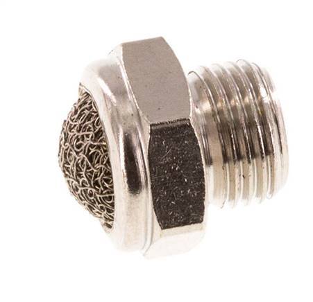 Silenciador Neumático Compacto de Latón Niquelado G1/8'' 1.4301 Malla Metálica [10 Piezas]