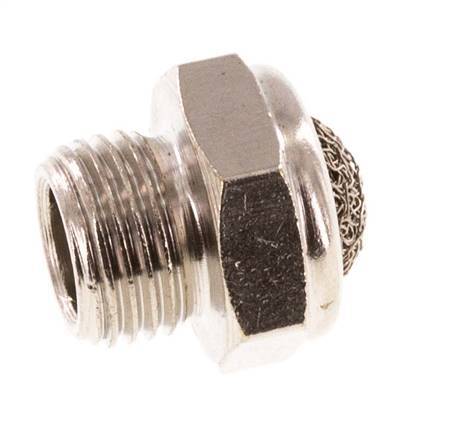 Silenciador Neumático Compacto de Latón Niquelado G1/8'' 1.4301 Malla Metálica [10 Piezas]