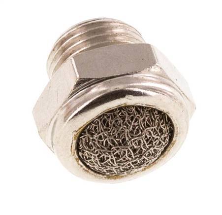 Silenciador Neumático Compacto de Latón Niquelado G1/8'' 1.4301 Malla Metálica [10 Piezas]