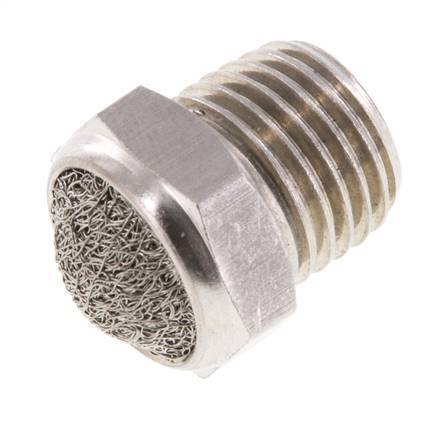 Silenciador Neumático Compacto de Acero Inoxidable NPT 1/4'' 1.4301 Malla Metálica