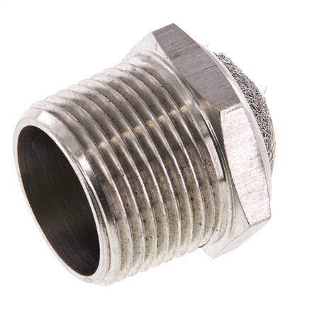 Silenciador Neumático Compacto de Acero Inoxidable NPT 1'' 1.4301 Malla Metálica