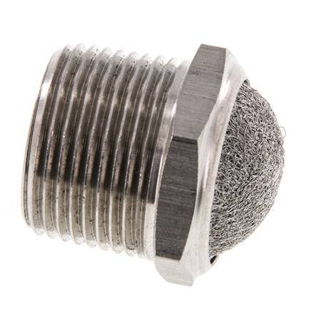 Silenciador Neumático Compacto de Acero Inoxidable NPT 1'' 1.4301 Malla Metálica