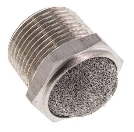 Silenciador Neumático Compacto de Acero Inoxidable NPT 1'' 1.4301 Malla Metálica