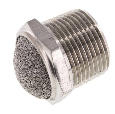 Silenciador Neumático Compacto de Acero Inoxidable NPT 1'' 1.4301 Malla Metálica